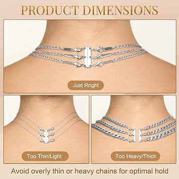 Necklace Layering Clasp, Silver Plated Magnetic Necklace Separator & Extender, Double & Triple Chain Closure for Layered Necklaces, 2-Pack (Silver)