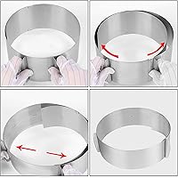 Vista 6 de 2 anillos de molde para pasteles de 6 a 12 pulgadas, molde ajustable para pastel, anillo circular de mousse de acero inoxidable y molde cuadrado