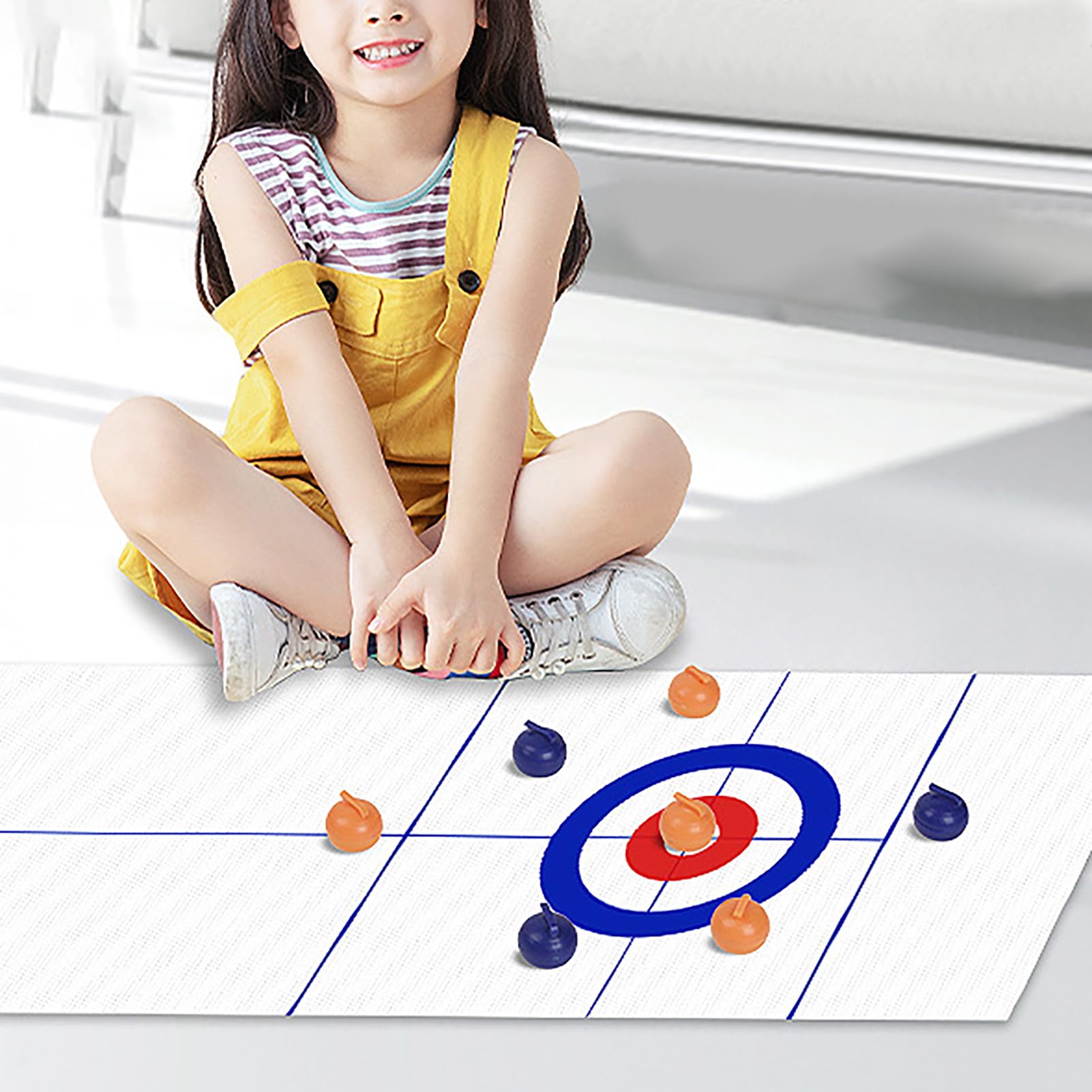 Générique Curling de – Mini Gioco Sportivo di Pellet, Kit di Gioco da Scrivania Indoor | Tappetino Attività Familiare Multifunzionale da 53 x 10 Pollici per Intrattenimento Tempo Libero a Casa con Uno