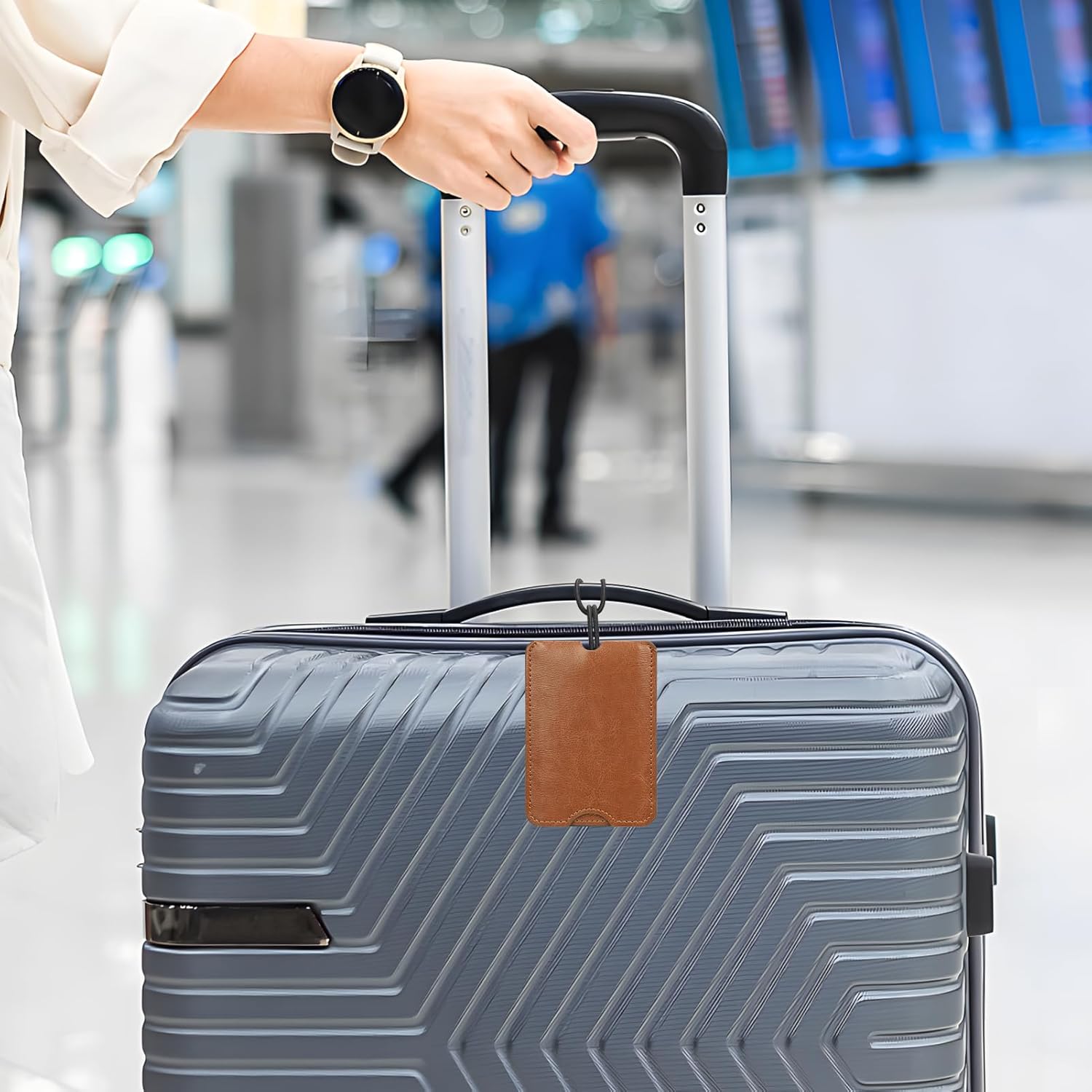 FYY Luggage Tag - 2 Pack PU Leather Luggage Tags for Suitcases with Name ID Card Travel Tags Labels with Privacy Cover for Baggage Handbag School Bag Suitcase Lightbrown - Image 6