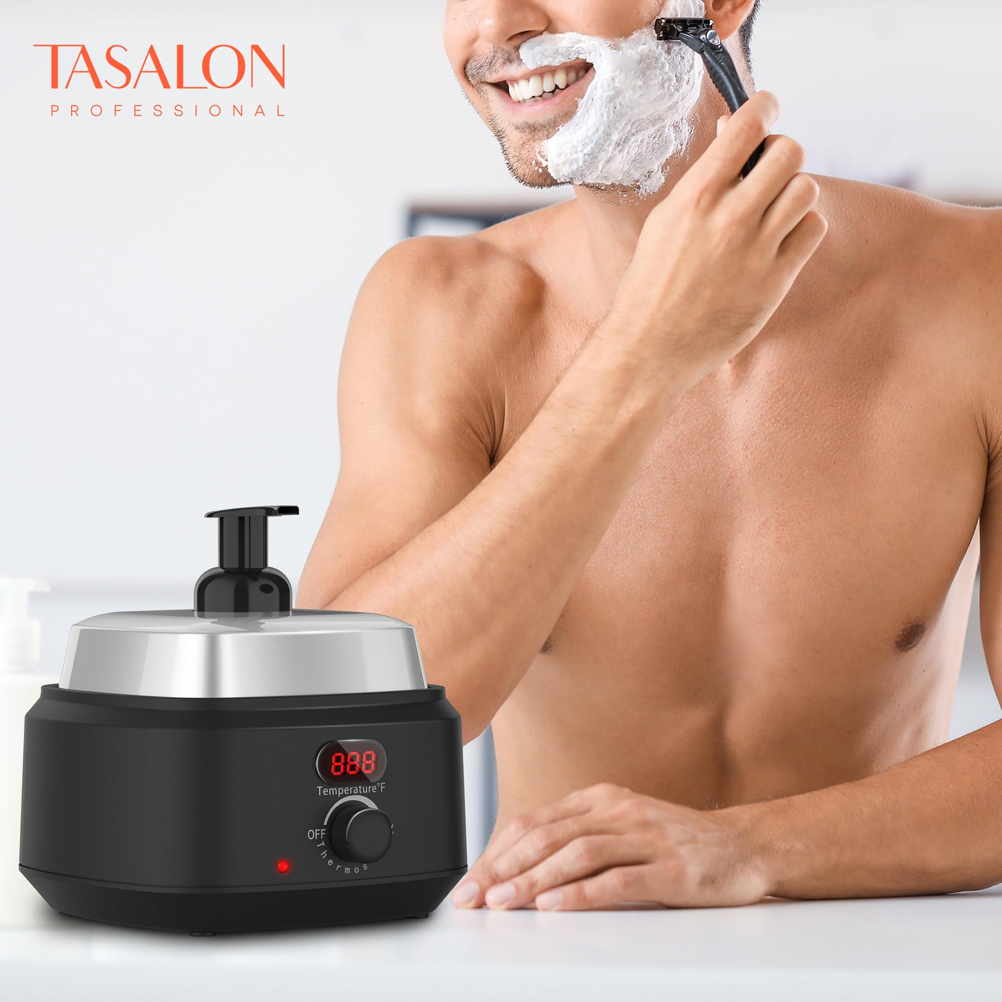 TASALON Macchina di rasatura aggiornata della schiuma calda 850ml, display digitale di 2 pompe | Riscaldatore in schiuma di grande capacità, adatto per uso domestico, saloni e barbieri professionali