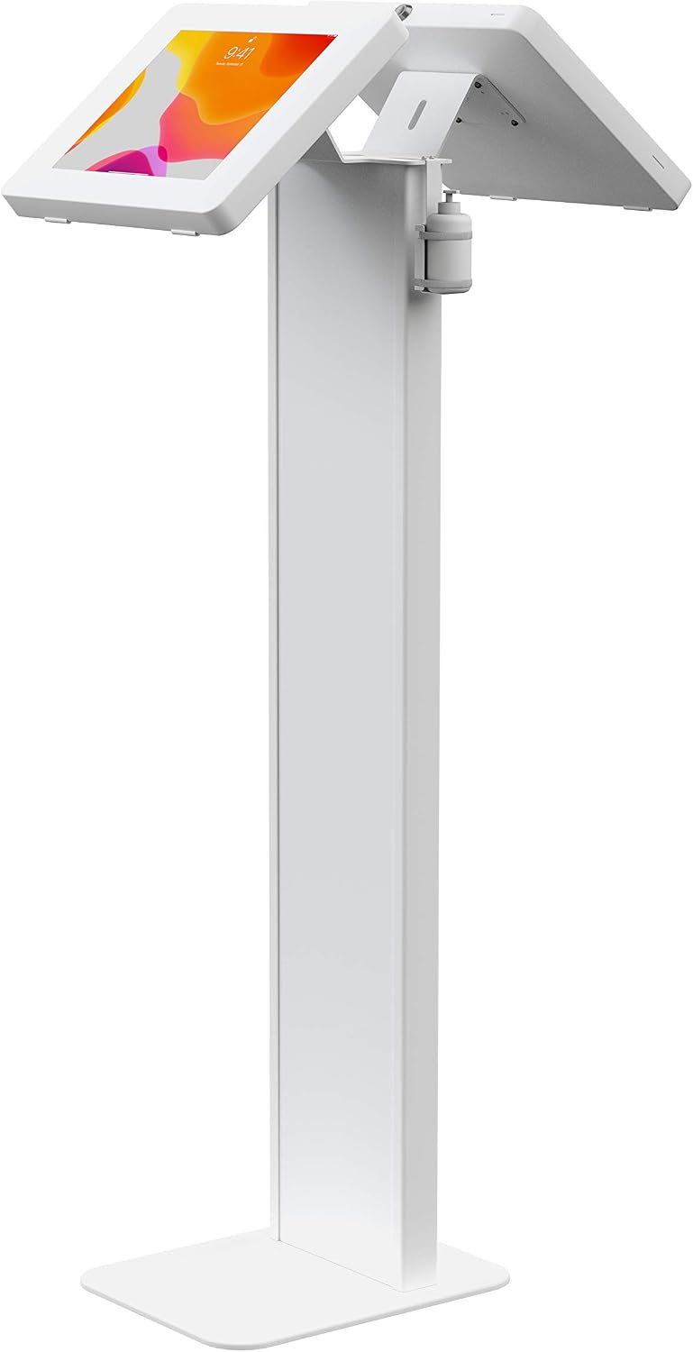 Add-On Sanitizer Bottle Holder – CTA Add-On Universal Metal Bottle Holder for Hand Sanitizer or Wipes Dispensers – Compatible with CTA PAD-PARAF Floor Stands & More CTA Products - White - (ADD-SB2W)