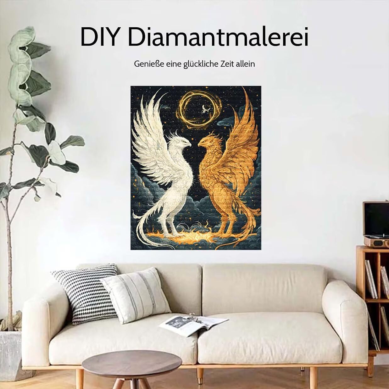 5D DIY AnimalPainting Diament, Feniks Diament Malarstwo dla dorosłych Początkujących, Kompletny zestaw diamentów, zestawy sztuki diamentowej Rhinestone Ścieg krzyżykowy Kryształ Malarstwo do Wystrój