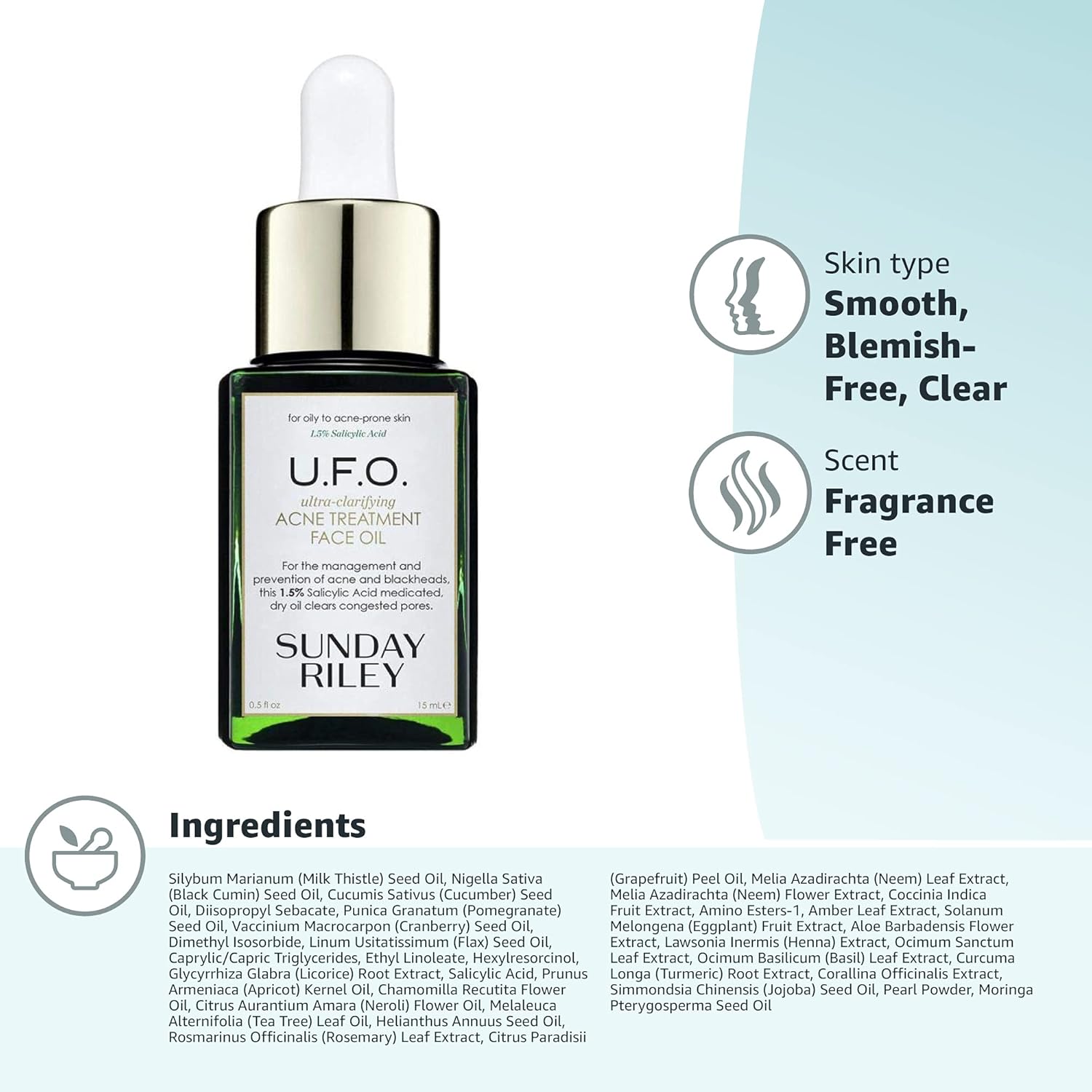 Sunday Riley U.F.O. Ultra-Clarifying Salicylic Acid and Tea Tree Acne Treatment Face Oil