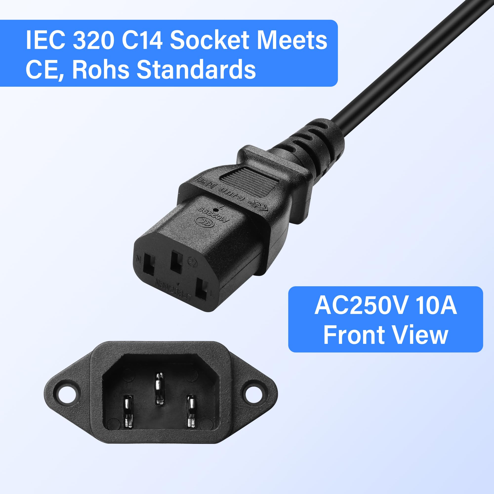 IEC320 C14 Panel Mount Adapter Plug C14 Maschio 3Pin Power Connector Socket Screw Mount 250V 10A AC IEC C14 Inlet Module Plug Power Connector Socket 4PCS