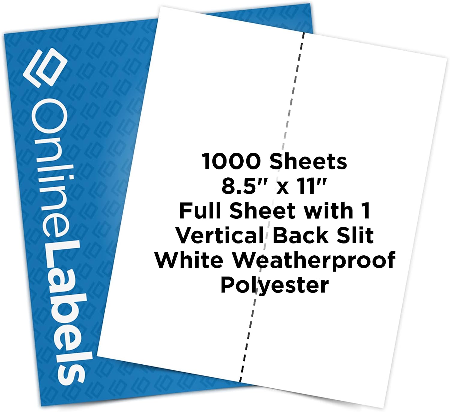 8.5 x 11 Waterproof Polyester Full Sheet Labels (Laser Printers Only) - 1000 Sheets - Vertical Back Slit for Easy Peeling - OnlineLabels