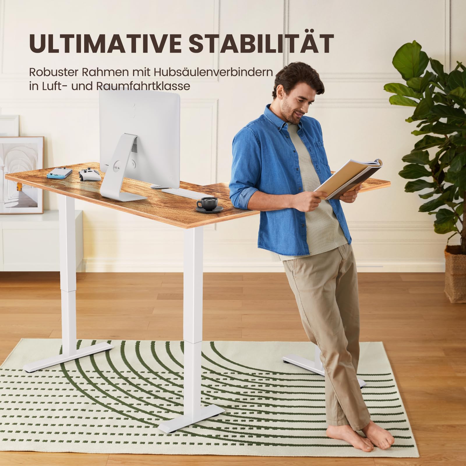 ErGear Elektrisch Höhenverstellbarer Schreibtisch L Form 160 x 140cm, L Förmiger Schreibtisch mit Einzelmotor, Eckschreibtisch Höhenverstellbar mit 4-Memory-Steuerung