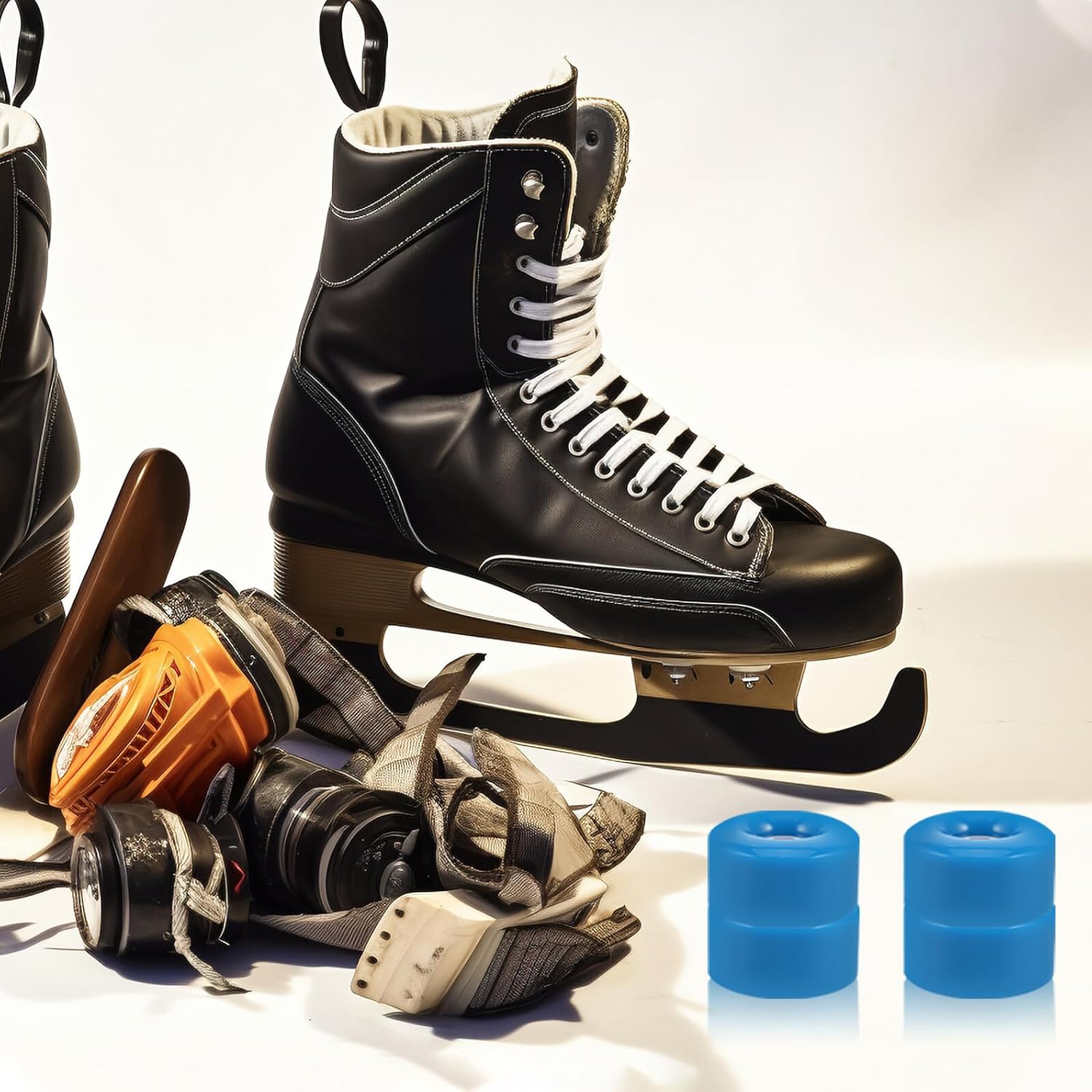 HANABASS Replacement Roller Skate Wheels for Double Row Skates 8pcs Dark Blue Non-light Pu Wheels with Wrench for Outdoor Skating