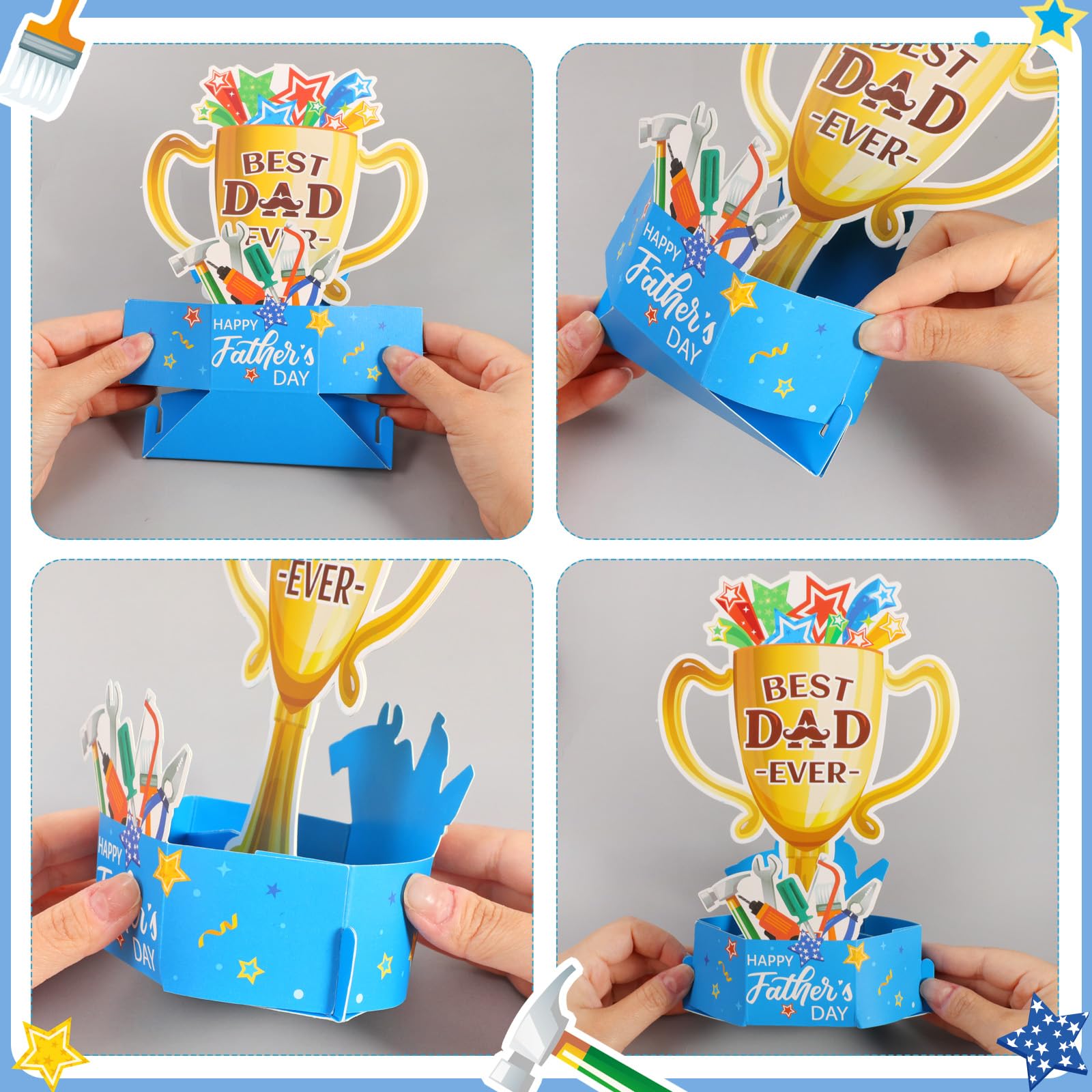 HOWAF 3D & Pop up Fathers Day Card, Happy Father's Day Card from Daughter Son, Pop Up Trophy Cards - Image 3