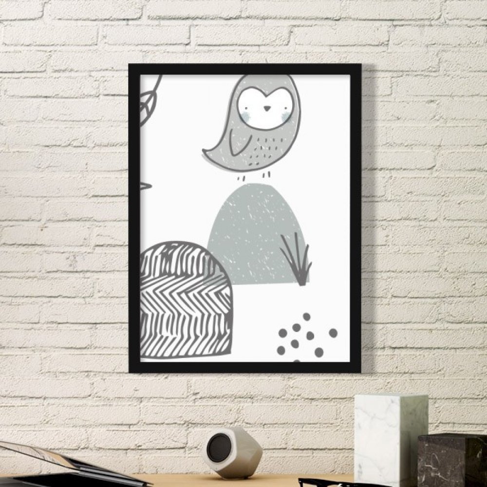 Illustration nordique oiseau cadre photo noir pour salon moderne et épuré
