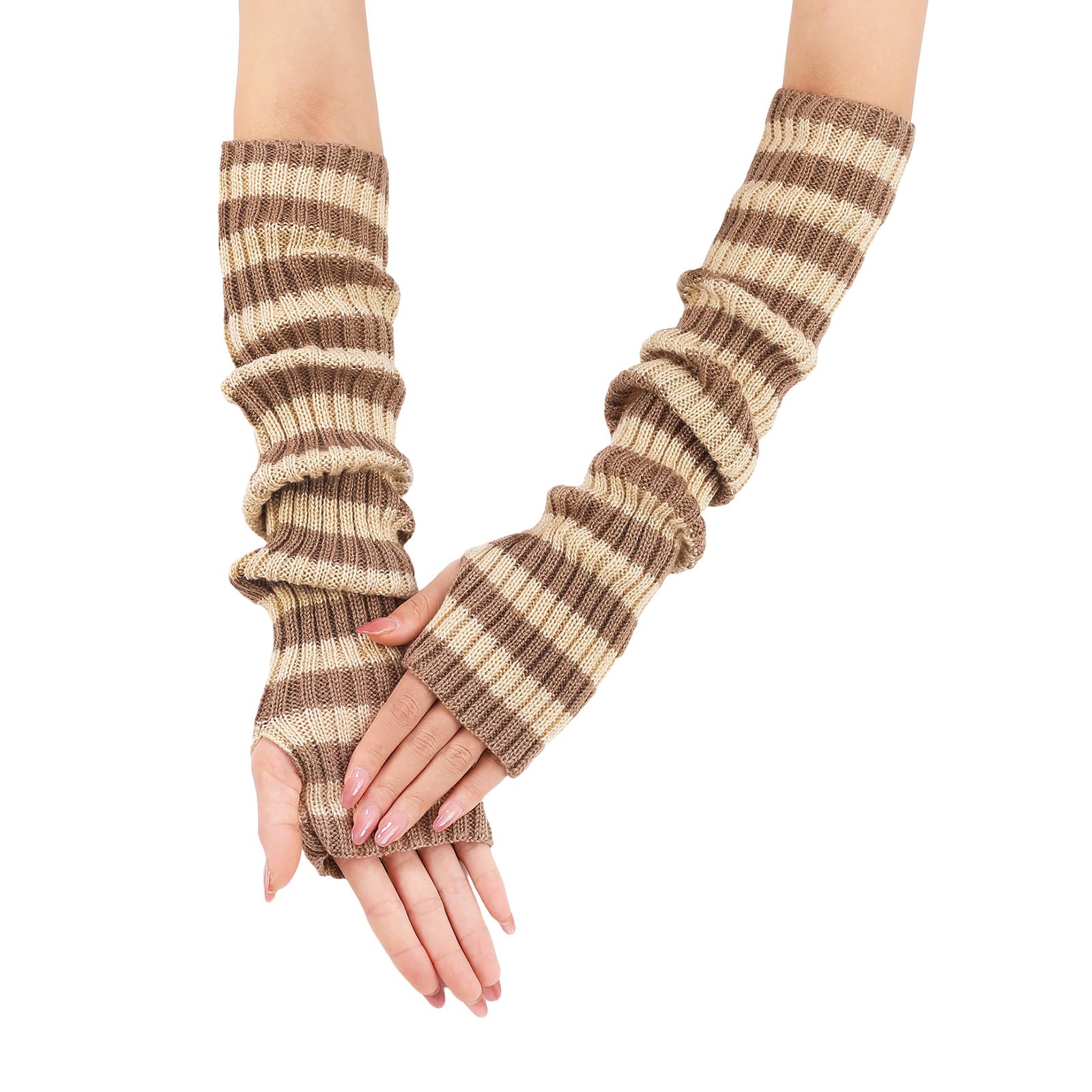 MICFENY Soft Acrylic Arm Warmers Oversleeve Half Finger Gloves For Winter Cycling Use