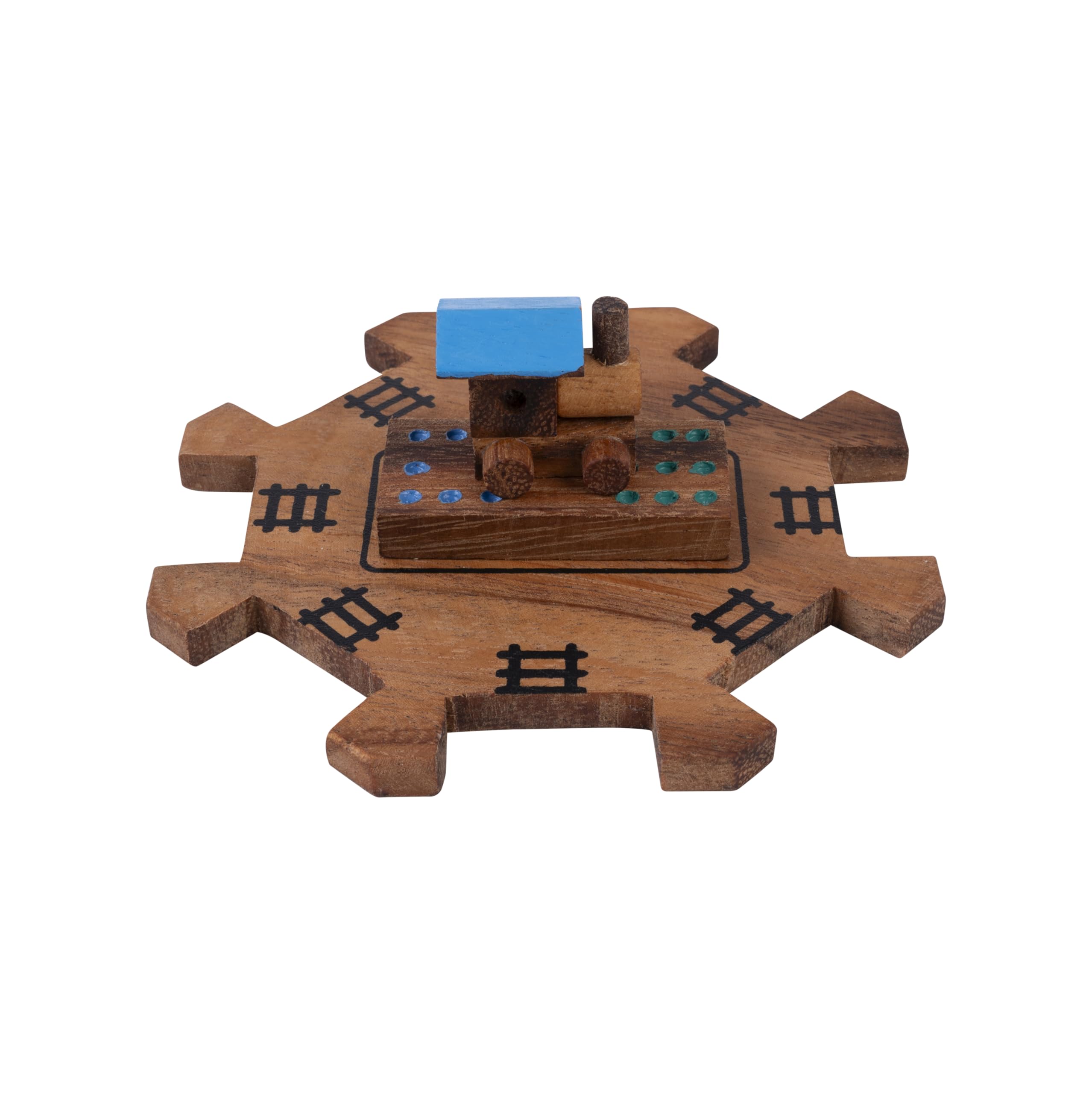 Engelhart Mexican Train Domino Doppel 12 aus Holz – 91 Spielsteine mit 8 Lokomotiven und 1 Bahnhof – Holzbox – Strategisches Familienspiel – Ab 6 Jahren – 22 x 15 x 7 cm – Spielregeln 350373