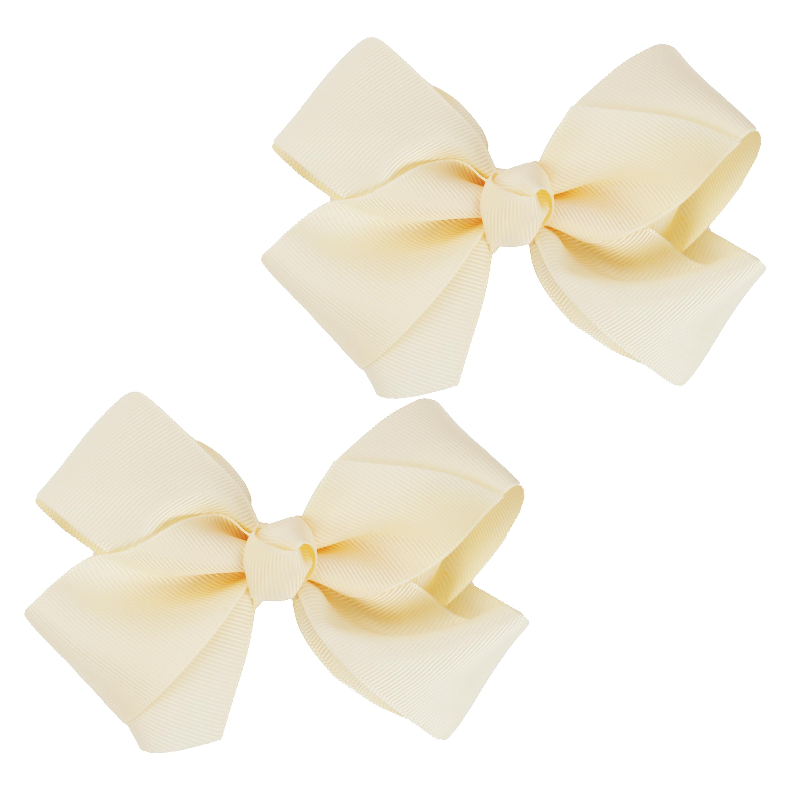 3 Inch Grosgrain Bow for Little Girls- Set of 2 (Ivory)