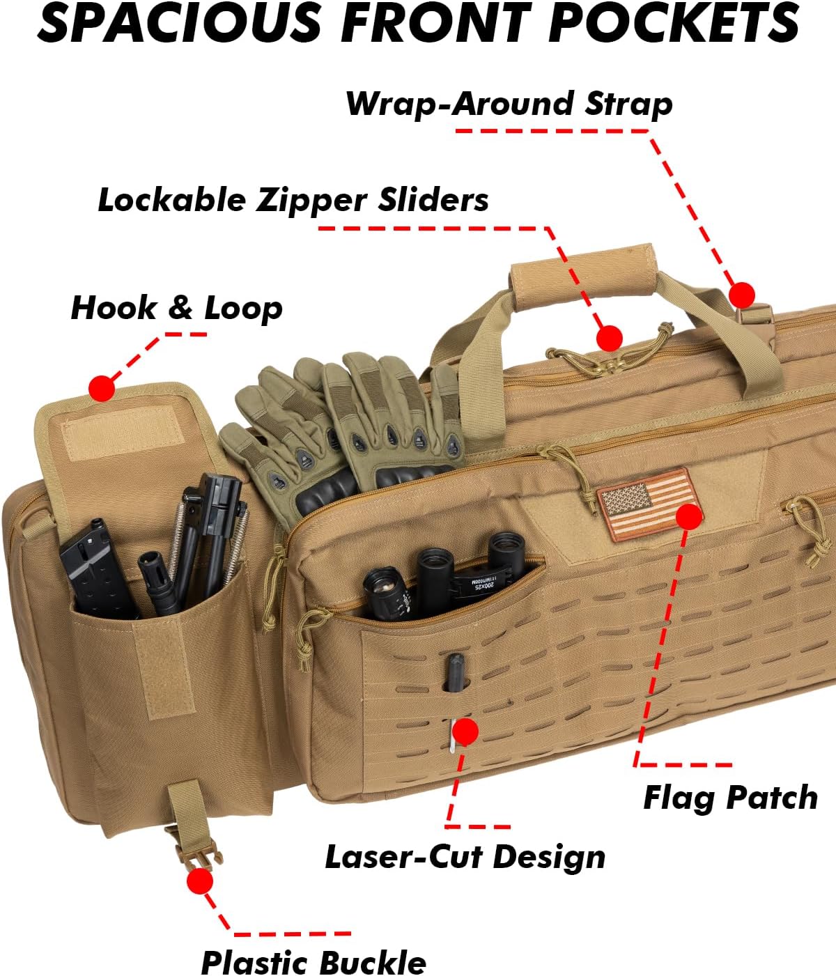 36/42 inch Soft Rifle Case Double Gun Case Backpack Strap Lockable Compartment, Long Rifle Bag for Gun Pistol Storage, for Hunting Shooting Outdoor