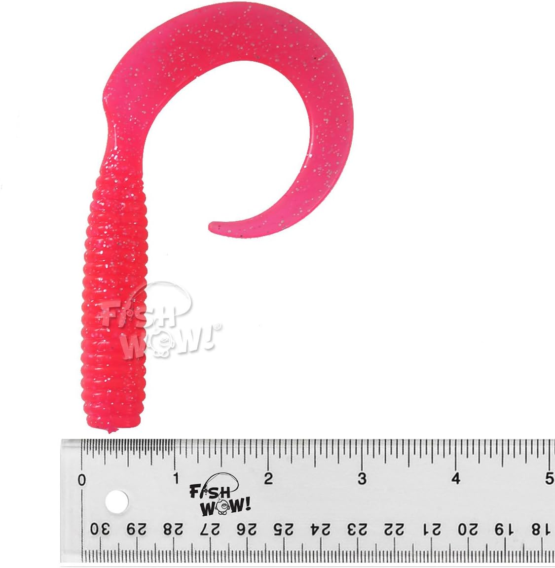 12pcs Pink 8" (with Tail Extended) Curly Single Tail Perch Grub Lure 5 inch Scampi Soft Bait