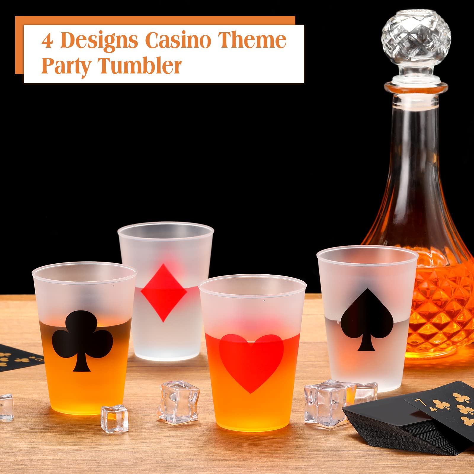 Hoolerry Casino-Partybecher, 266 ml, Casino-Themenparty-Dekorationen, Poker-Becher, Schnapsbecher, Kunststoff, Spieleabend, für Geburtstag, Hochzeit, 72 Stück