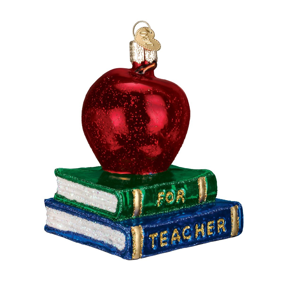 Old World Christmas Regalos para Profesores, Adornos de Vidrio soplado para árbol de Navidad, Manzana