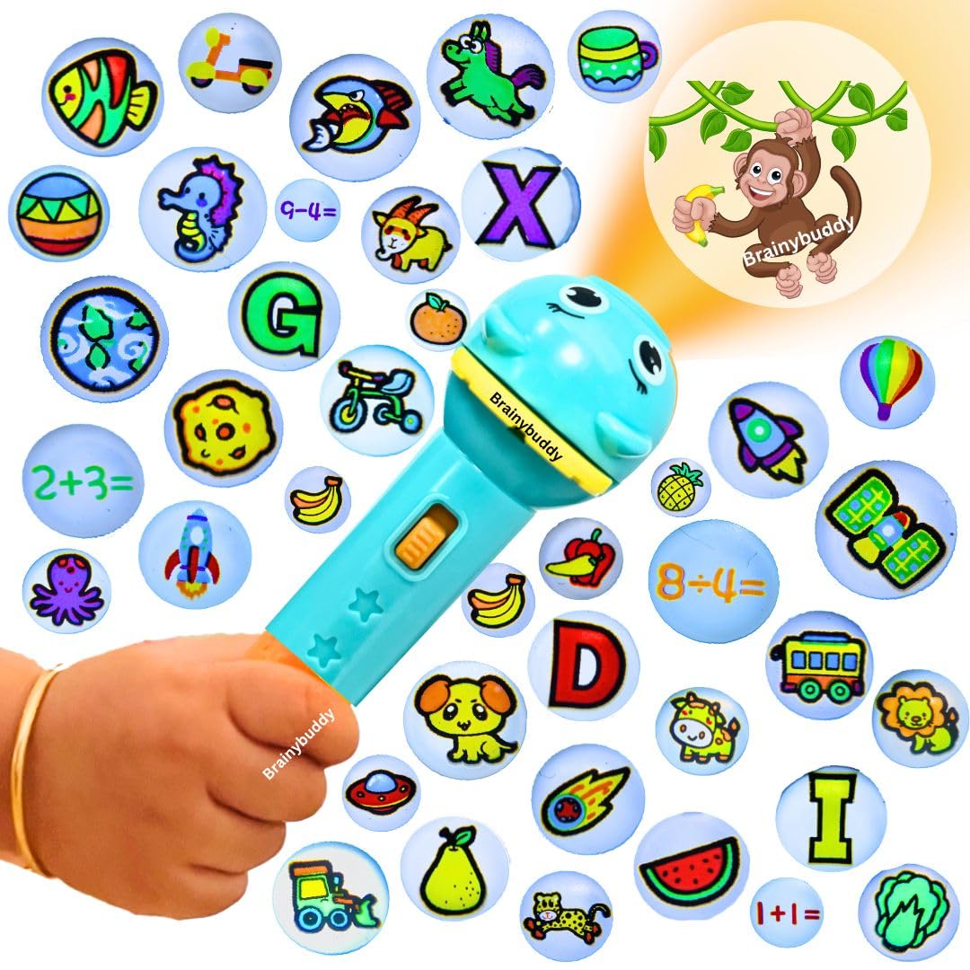 BrainyBuddy - Mini Projector Flashlight Toy for Kids - 112 Images & 14 Slides Kids Learning Projector - Educational Flashlight Toy with Sleep Time Stories, ABCs, Numbers, & Nature Themes (B0CXTHNNYB) Amazon Price History, Amazon Price Tracker