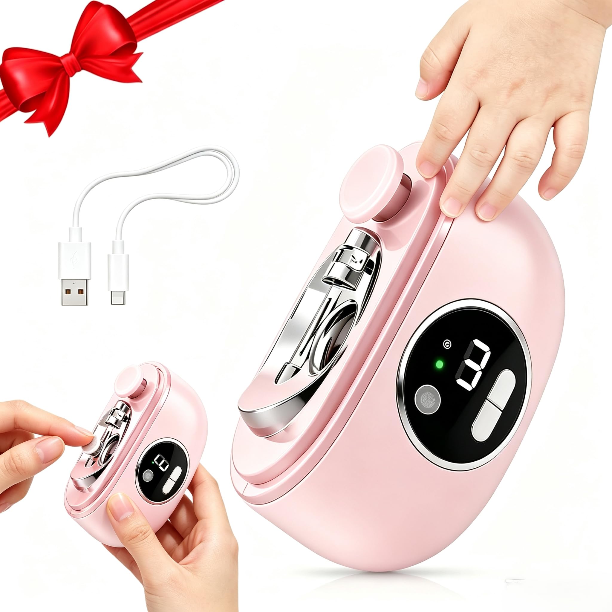 Electric Nail Clippers for Seniors, 3 in 1 Automatic Fingernail Trimmer