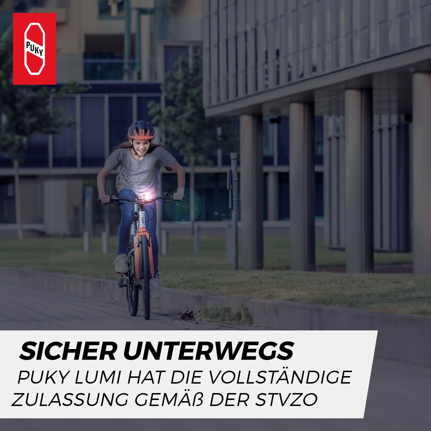 PUKY LUMI LED-Frontscheinwerfer & Rücklicht-Set | Seitliche Sichtbarkeit | Werkzeuglose Montage | Für 20" Fahrräder & LS-PRO | StVZO-Zugelassen | Micro-USB Aufladbar | Flexibles Design