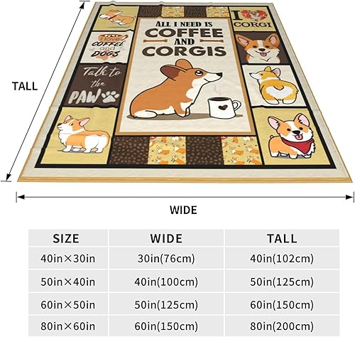 Miniatura 8 de Manta de Corgis con bonita decoración de café Corgis, manta de perro, regalos para niñas y niños amantes de los perros, manta de franela de forro