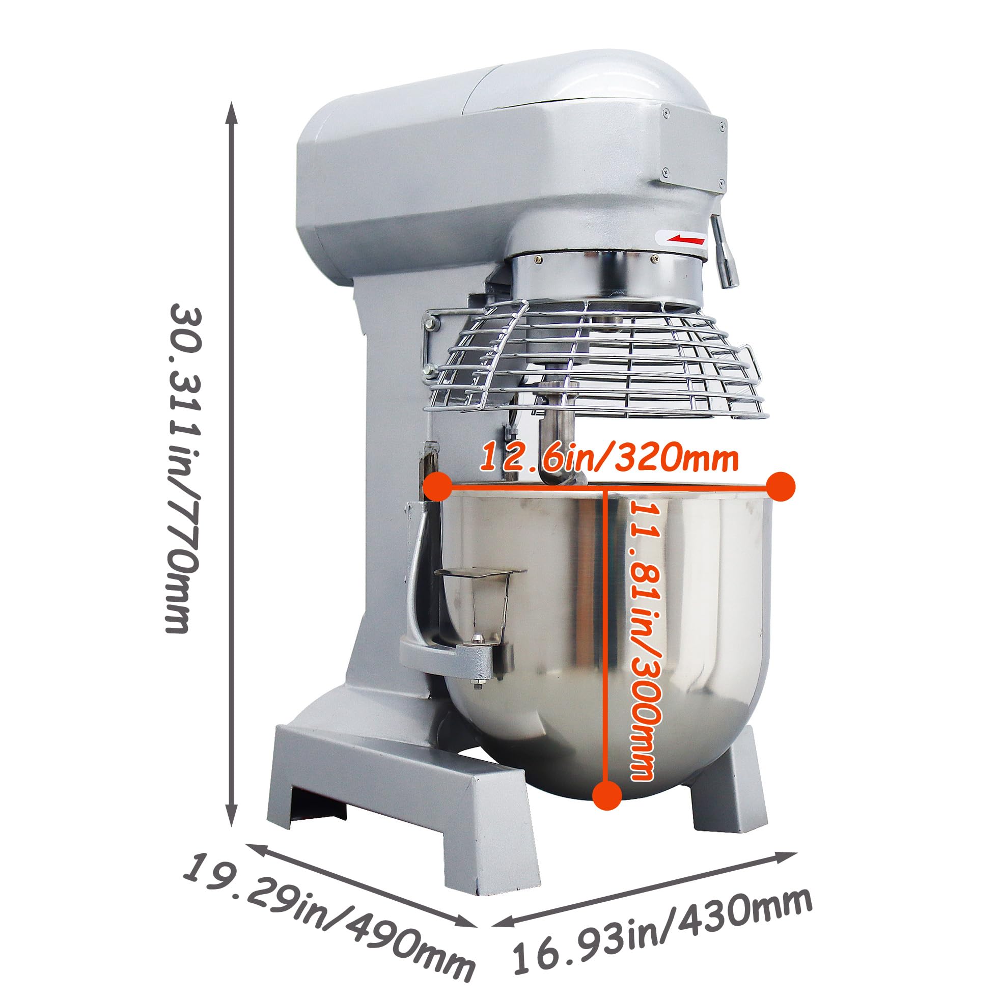 INTSUPERMA Commercial Food Dough Mixer Machine, 20L 20QT Food Mixer Stand Mixer, with Automatic Stop Function, 304 Stainless Steel Bowl, 3 Speeds with Hooks Whisk Beater, 110V 1.48HP