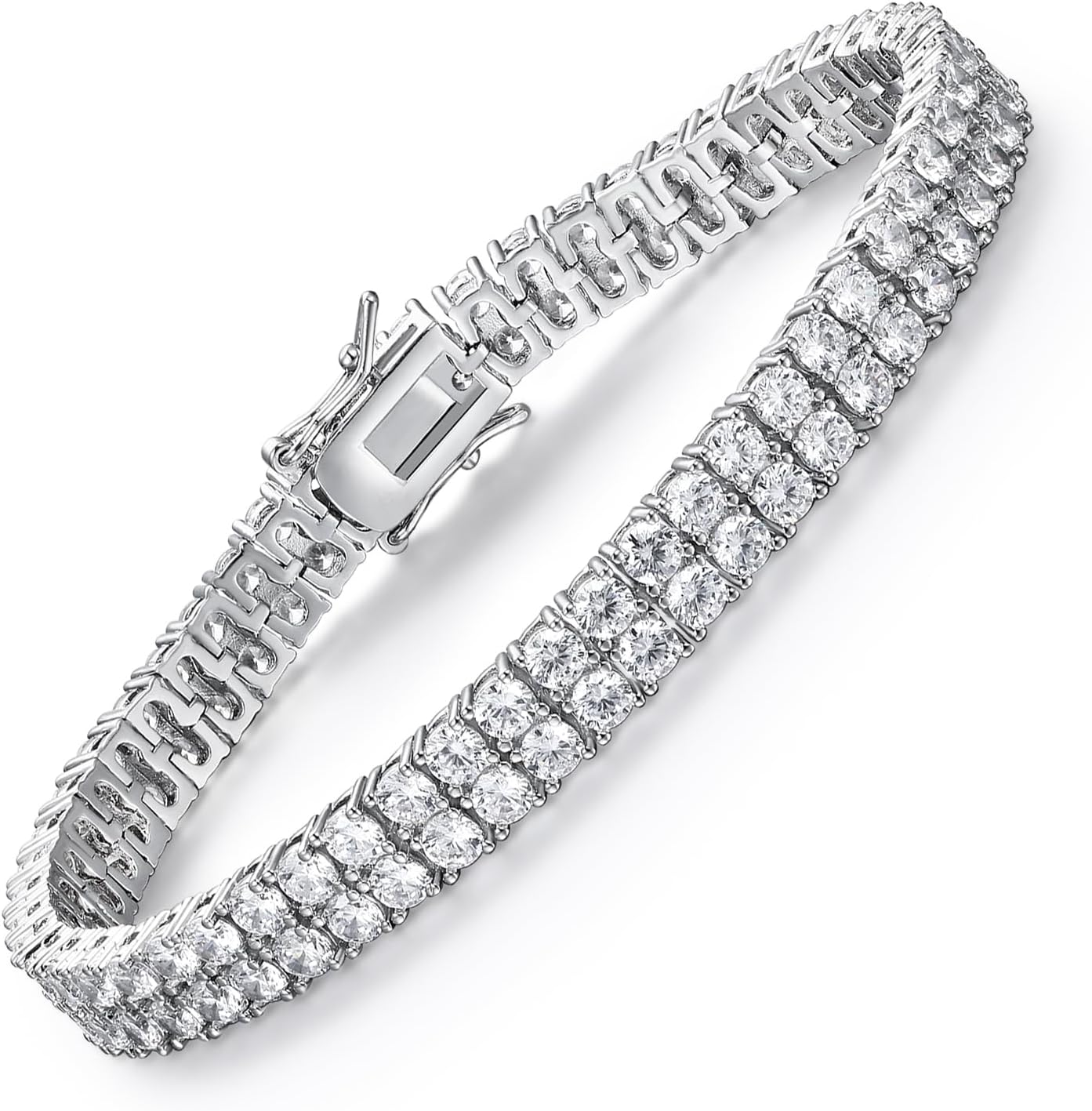 MDFUN 3mm Tennis Bracelet for Women-18K White Gold Plated Round Cubic Zirconia Bracelet for Jewelry Gifts Elegant Gift for Her Him 7 inch