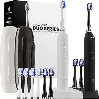 Aquasonic Duo - Dual Handle Ultra Whitening 40,000 VPM Wireless Charging Electric ToothBrushes - 3 Modes with Smart Timers...