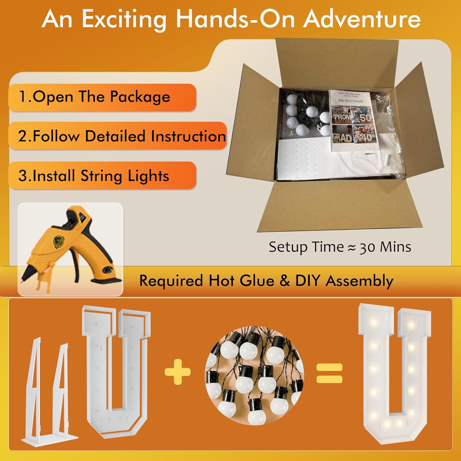 4ft marquee light up letters, large marquee letters, mosaic balloon frame letter big letters for engagement wedding decorations birthday party backdrop decor, balloon arch kit letter u letter u 4ft