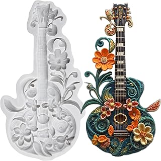 Guitar Polymer Clay Molds Guitar Silicone Mold for DIY Crafts Epoxy Resin Casting Air Dry Polymer Clay Plaster Jewelry Making