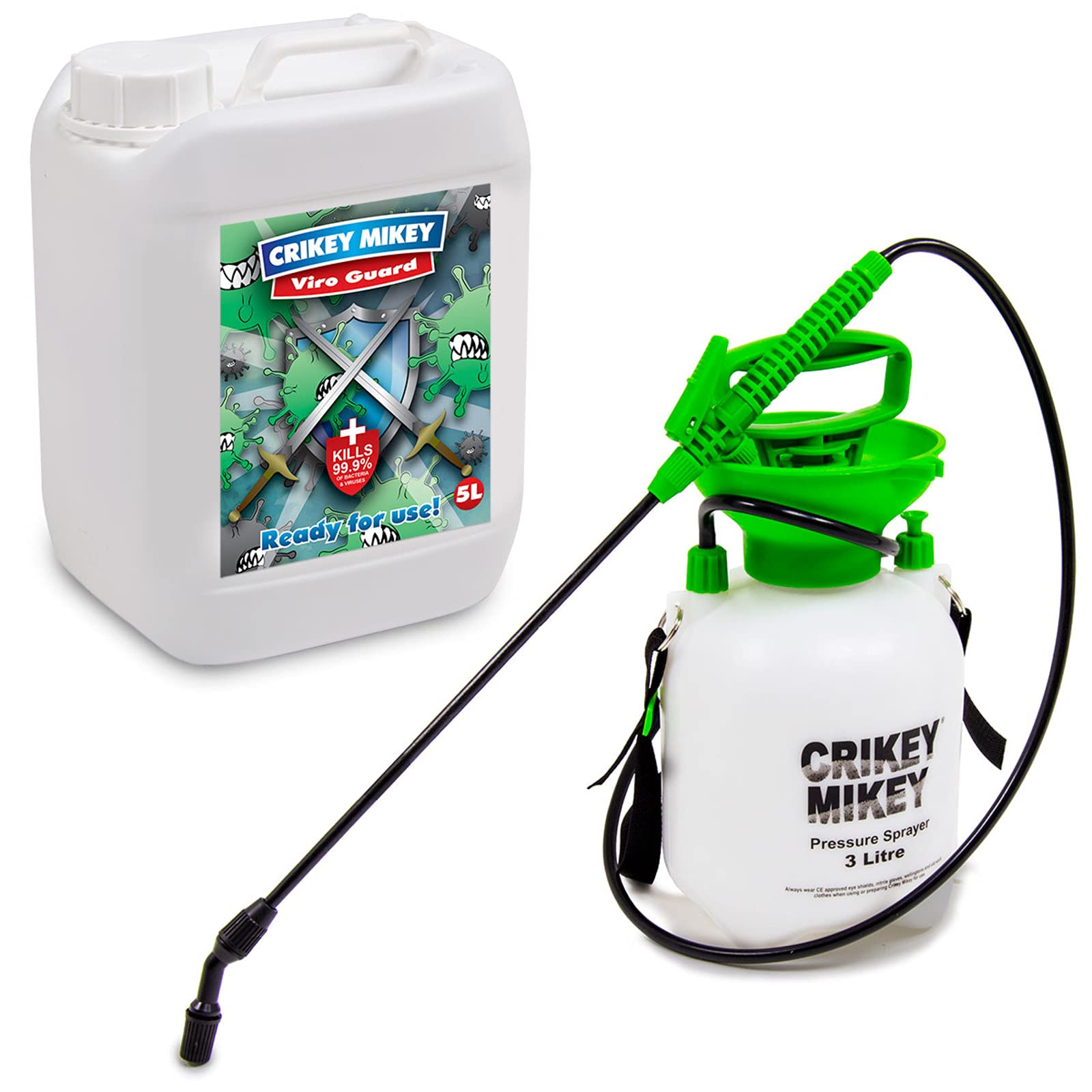 Crikey MikeyViro Guard (5L) Multi-Purpose Outdoor Cleaner External Disinfectant Sanitiser Kills 99.9% Bacteria & Viruses + 3L Sprayer