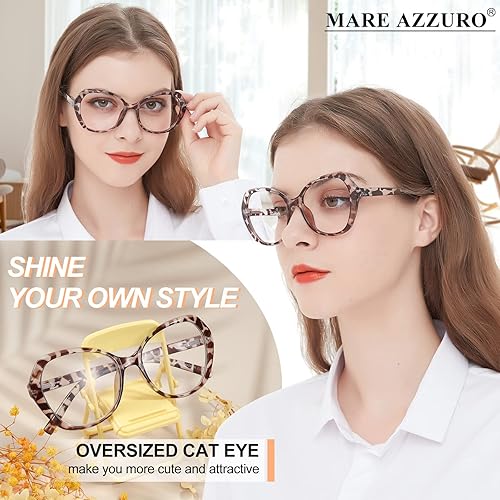 Miniatura 2 de MARE AZZURO Lentes de lectura de gran tamaño para mujer, grandes lectores de ojo de gato, 1.0 1.25 1.5 1.75 2.0 2.25 2.5 2.75 3.0 3.5 4.0 5.0 6.0