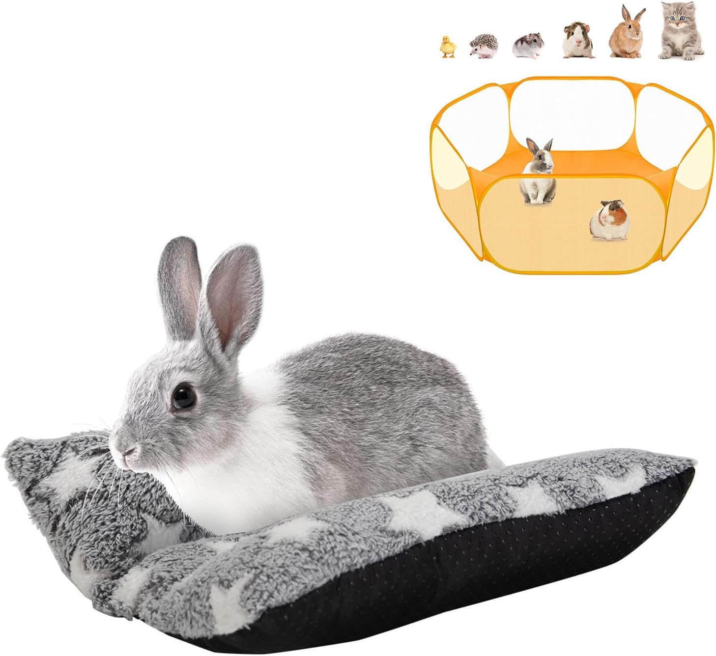 Amakunft Small Animals C&C Cage Tent Pet Playpen & M Rabbit Guinea Pig Snuggle Bed for Indoor Small Animals