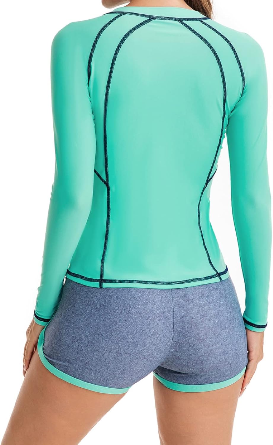 YUNAR Women Long Sleeve Sun Protection Rash Guard 2 Pieces Swimsuit Set Wetsuit Swim Shirts with Built in Bra