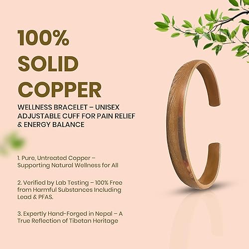 Miniatura 6 de Healing Monk Pulsera de cobre forjado a mano para hombres y mujeres, pulseras de cobre 100% auténticas, pulseras tibetanas reales y genuinas