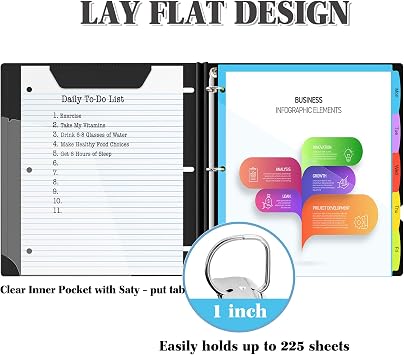 Telescoping Project Organizer Binder+ 4PCS 1 Inch Telescoping 3 Ring Binder