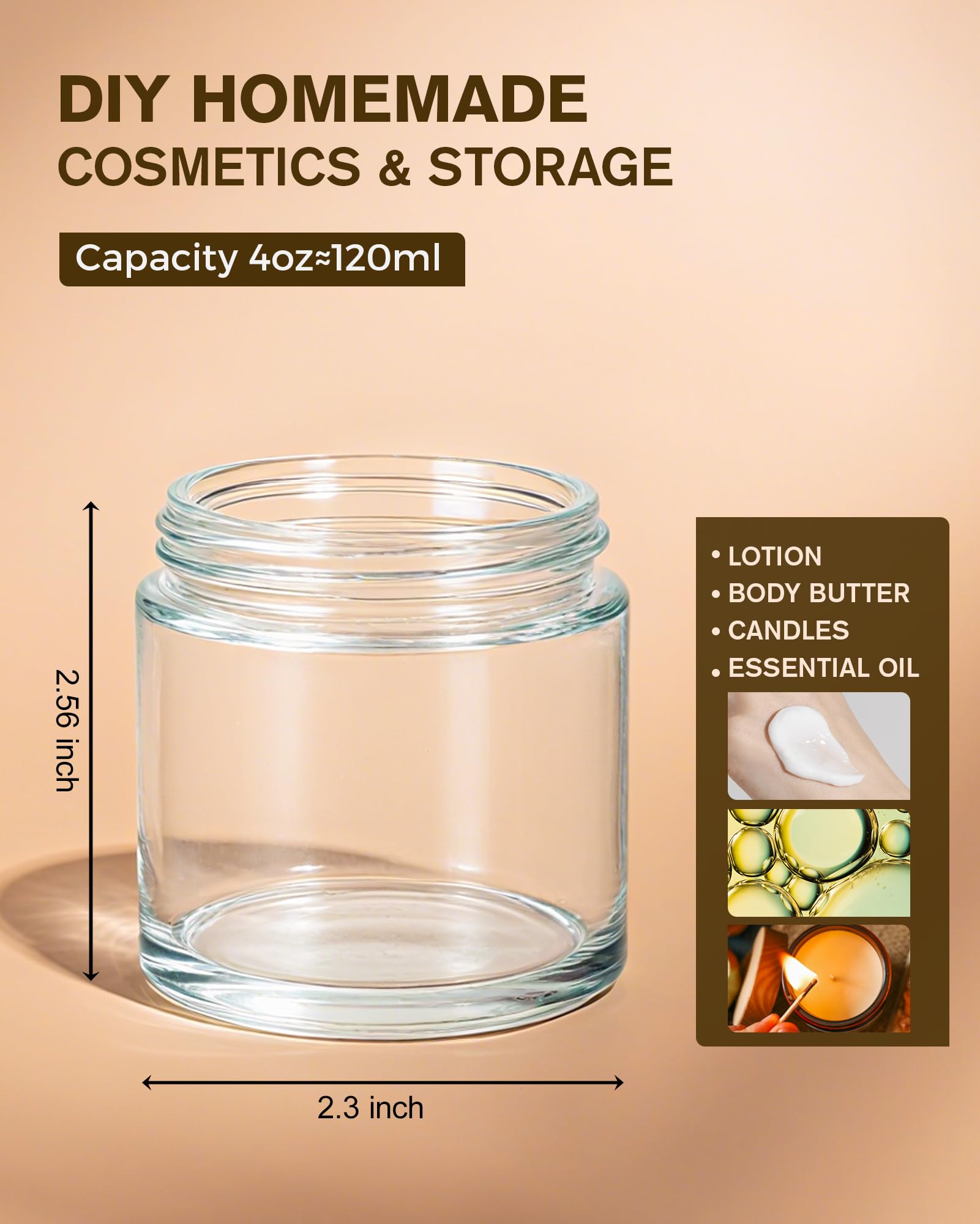 Clear Glass Jars with Lids – Airtight Refillable Storage Containers