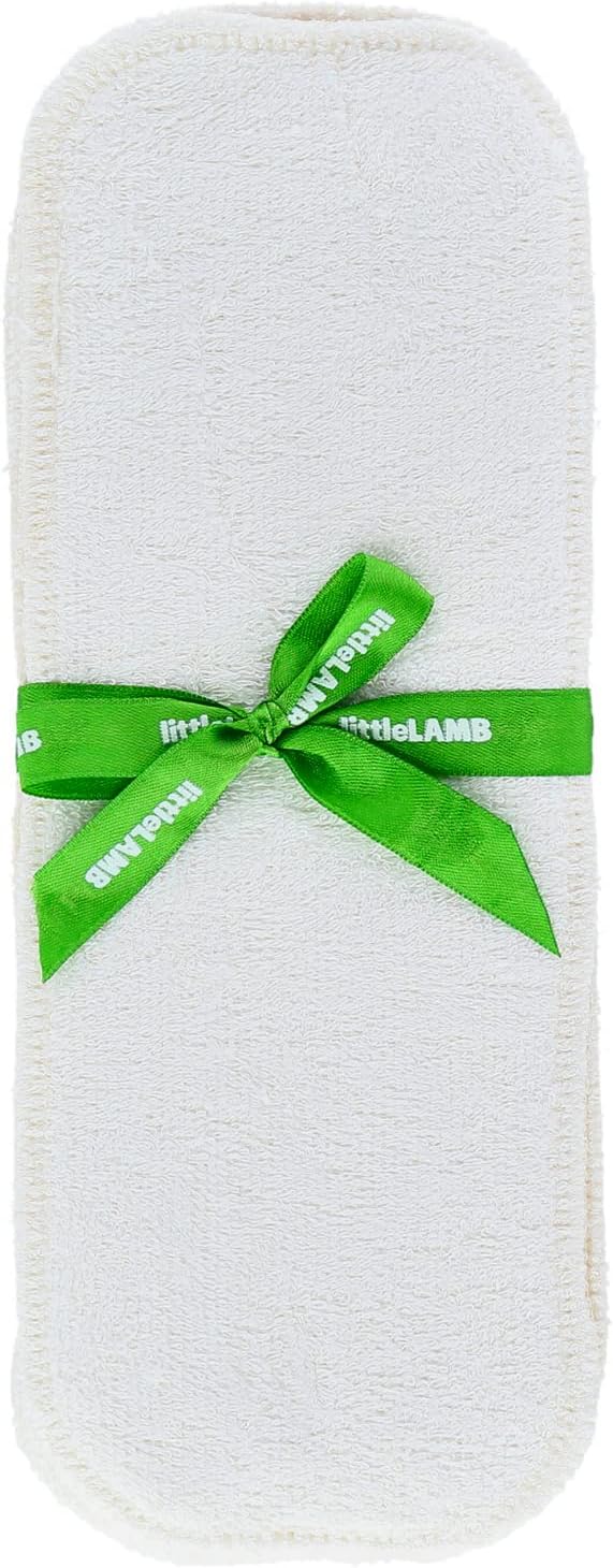 Little Lamb Bamboo Nappy Boosters, Reusable Inserts for Diapers, Double Thickness, Set of 10 Pads, Size 2 (13 x 33cm)