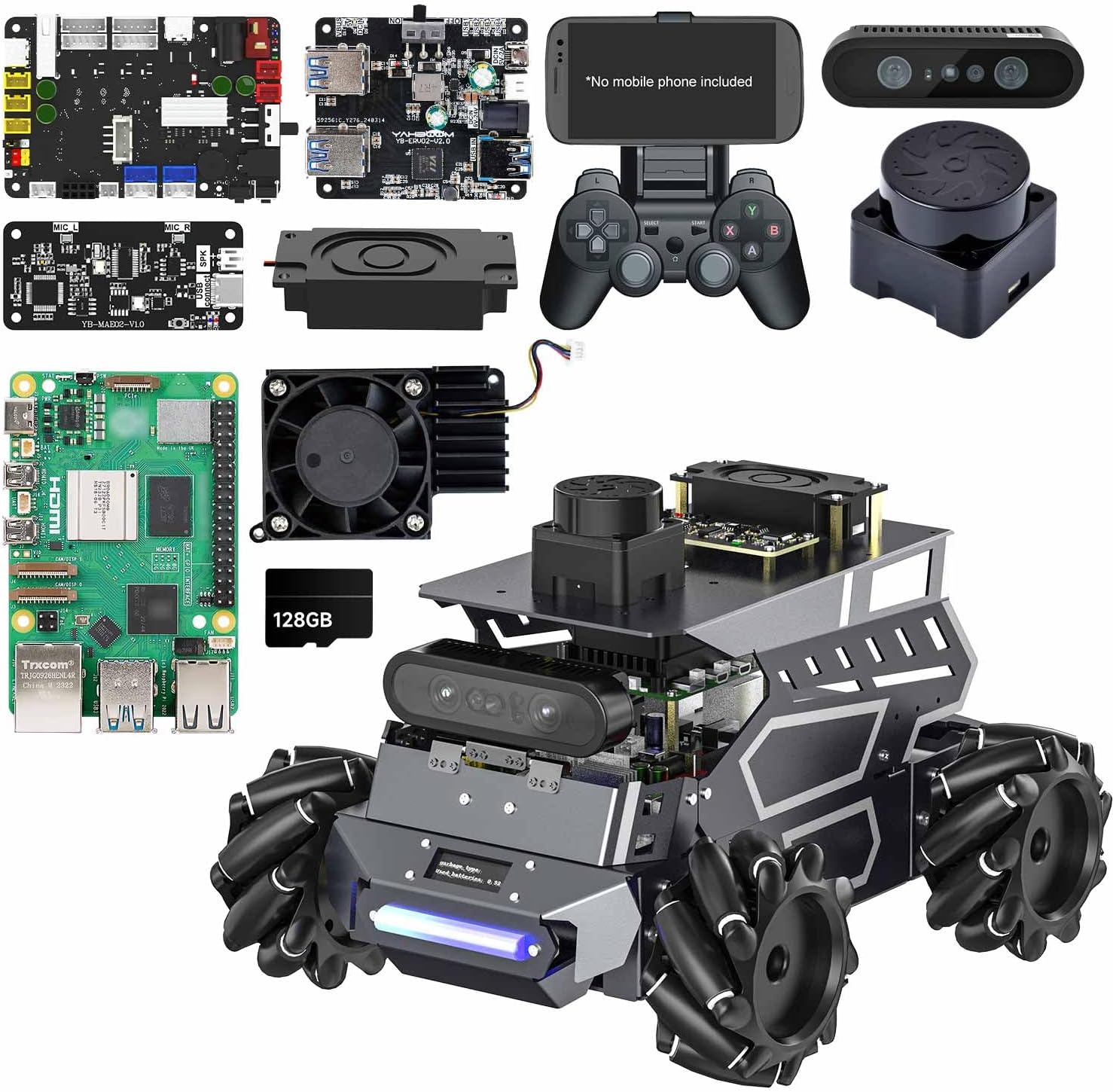Yahboom ROS2 Robotic Support AI Large Language Models AI Vision Data,3D SLAM Navigation Supports ROS2 Python Education, ROS Development