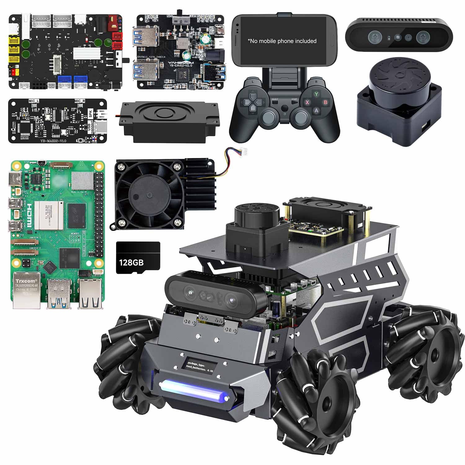 Yahboom ROS2 Robotic Support AI Large Language Models AI Vision Data,3D SLAM Navigation Supports ROS2 Python Education, ROS Development