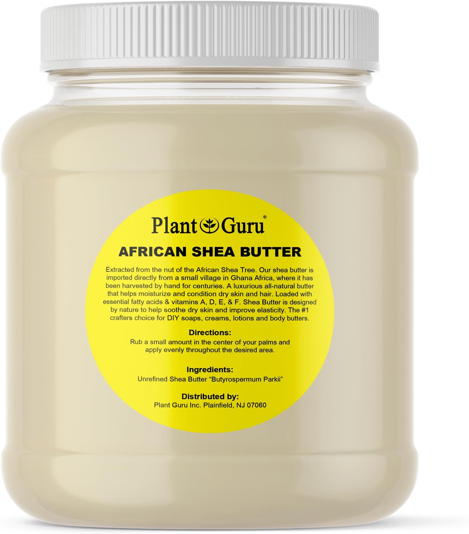 Plant Guru Raw African Shea Butter 3 lbs. Bulk 100% Pure Natural Unrefined IVORY Grade A - Ideal Moisturizer For Dry Skin, Body, Face And Hair Growth. Great For DIY Soap and Lip balm Making.