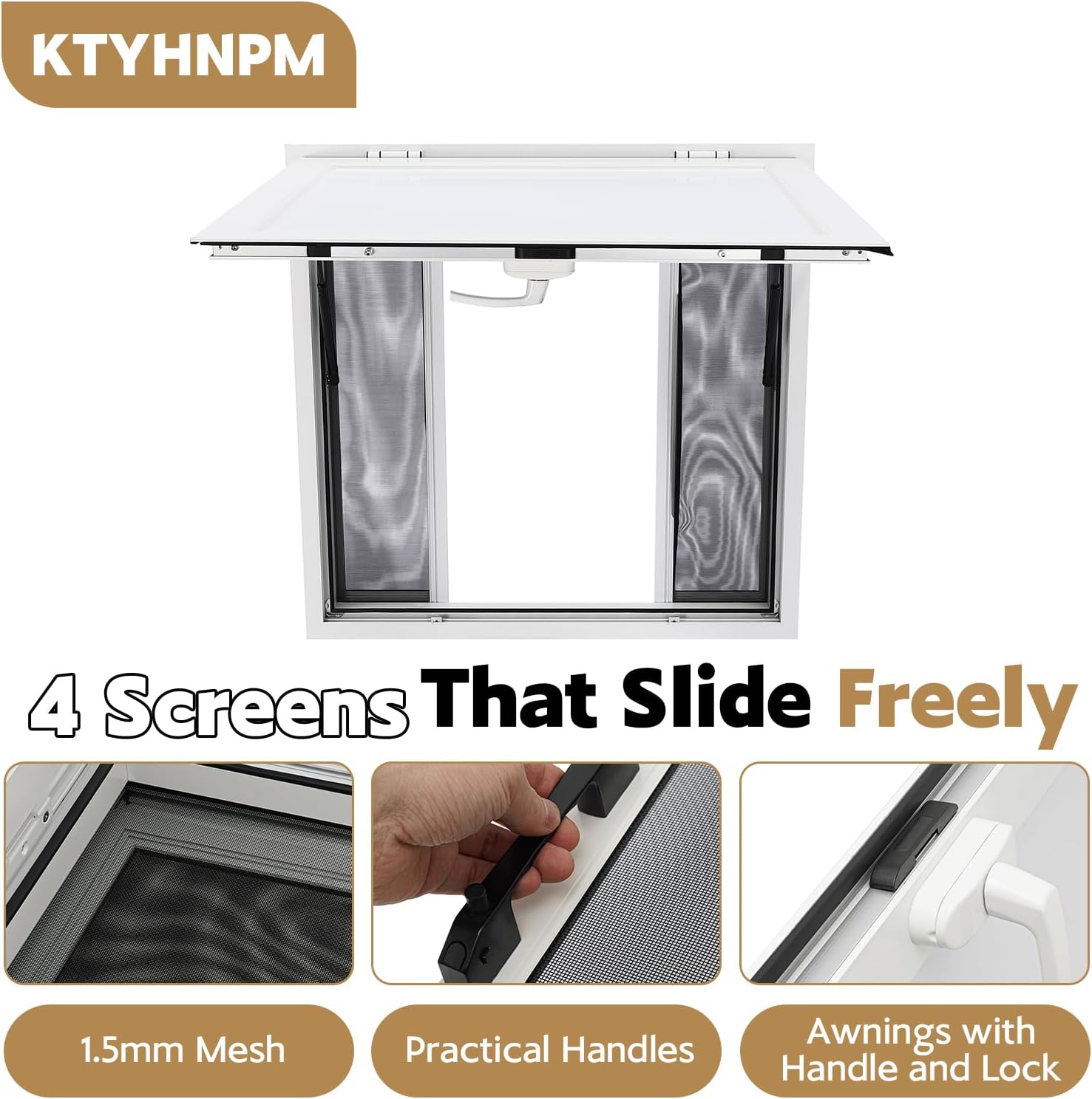 Concession Window 36 x 36 inch Food Truck Service Window with 4 Horizontal Sliding Screen Windows & Awning Door & Drag Hook Up to 80° Food Truck Windows for Barbecue Trailers