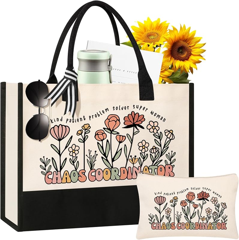 Conjunto de bolsa tote e necessaire de maquiagem Itotegifts em lona, estampa Chao Coordinator Bags