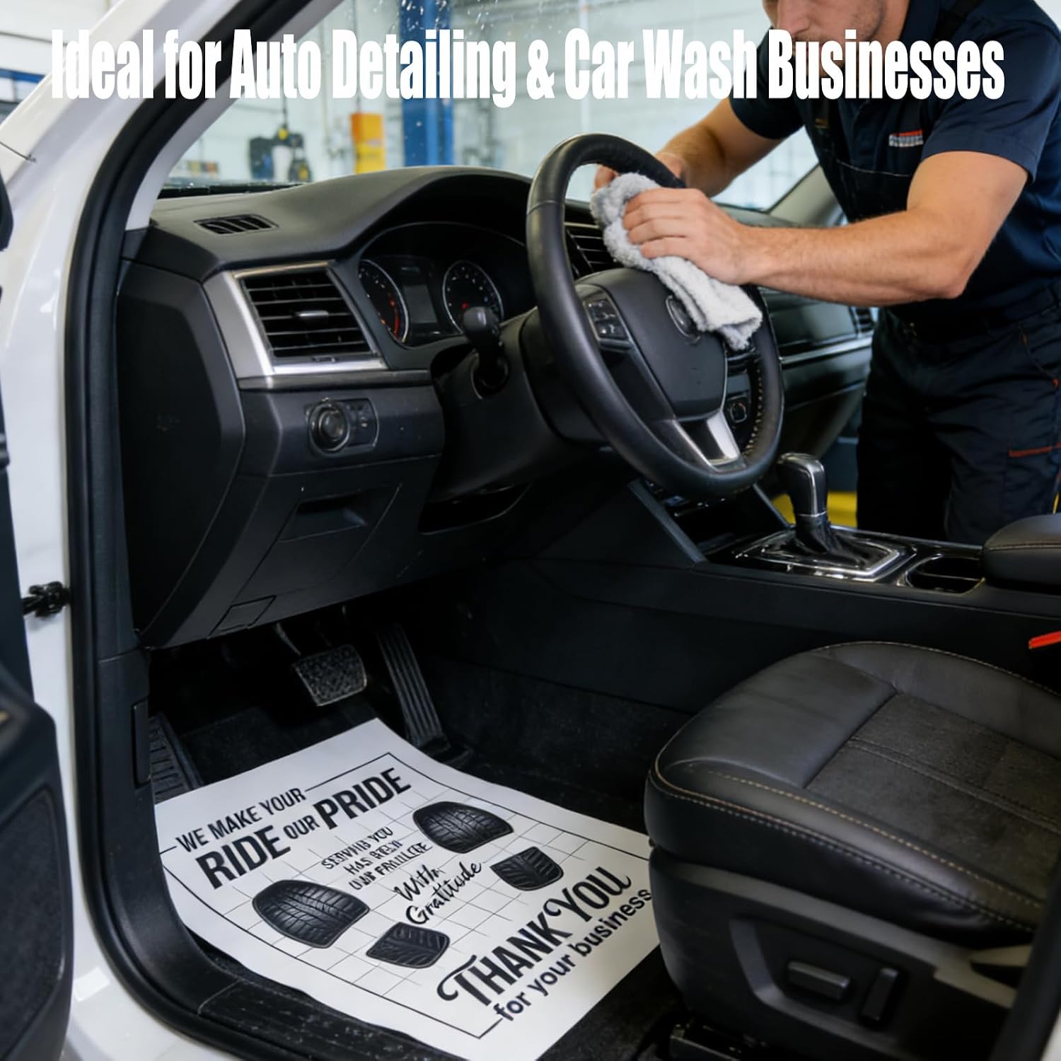 200Pcs 16x20 Inch Disposable Car Paper Floor Mats for Auto Detailing, Repair & Wash - White Vehicle Interior Protection