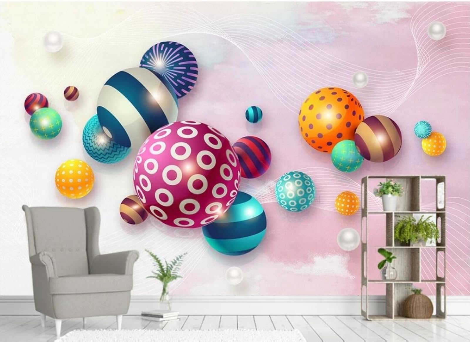 Papier peint panoramique 3D pour agrandir un salon et masquer les murs