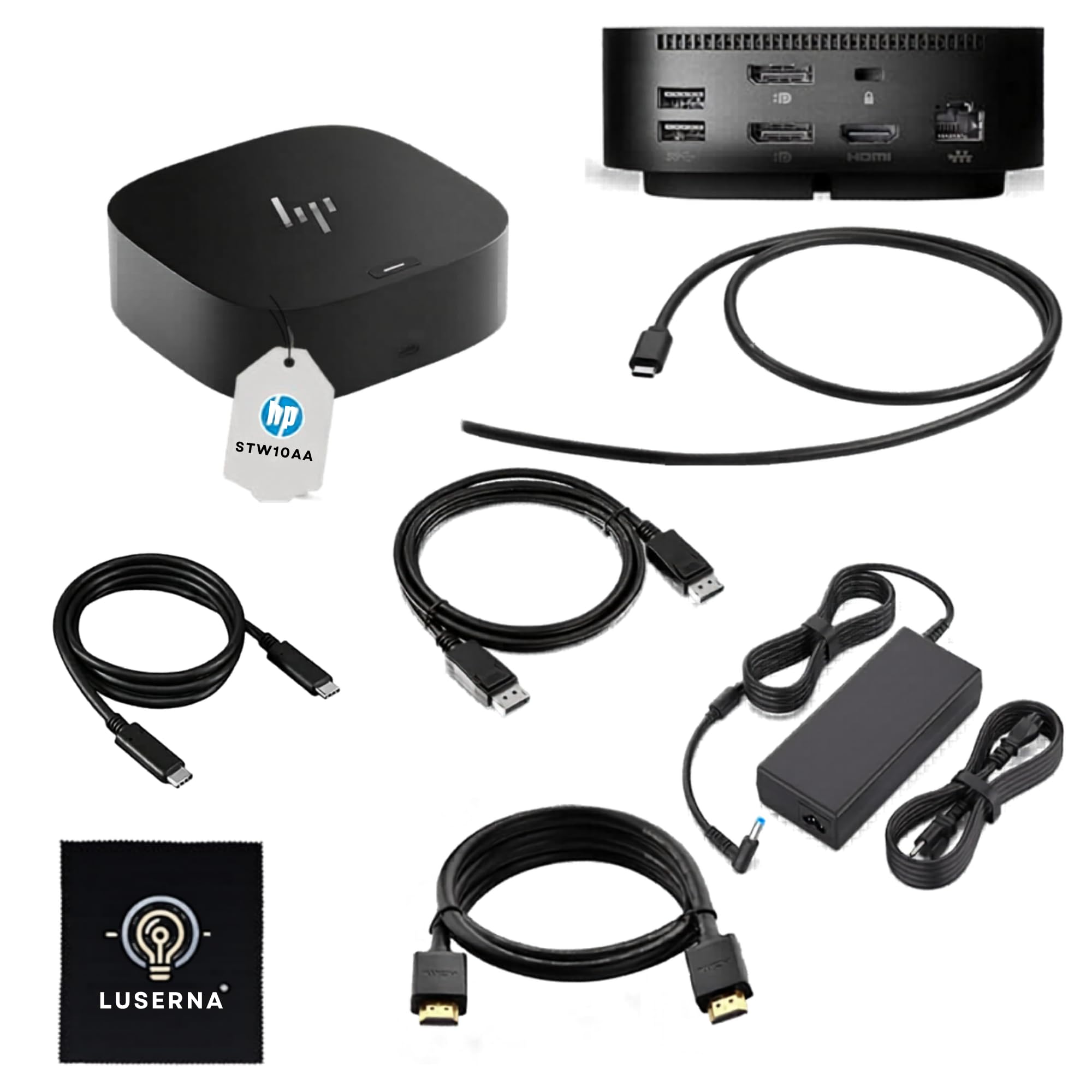 HP 5TW10AA 120W Docking Station for Laptop Dual Monitor USB-C G5 Dock with HDMI DisplayPort USB-C Cables NEW