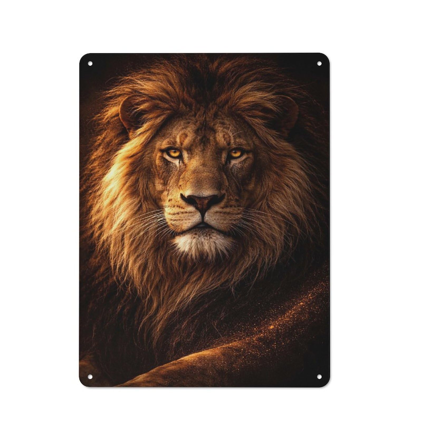 Junmoney Style-8 Tin Wall Plaque 40X30cm With Majestic Lion Portrait For Hobby Room Or Studio, For Kitchen, Dining Room And Home Bar Wall Decor
