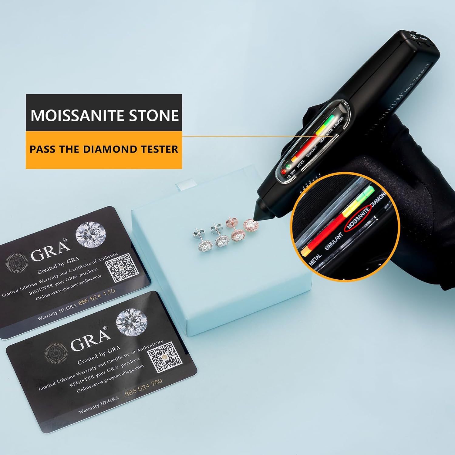 KRKC Moissanite Earrings, Lab Created Diamond Stud Earrings For Women Men, 14K Golden-Plated, 925 Sterling Silver Earrings, D Color VVS1, Valentines Christmas Gift, Halo Style, Push Back, 0.2CT-8CT - Image 5