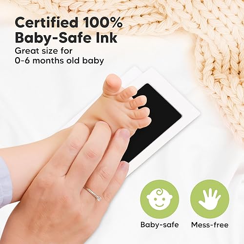 Miniatura 4 de Paquete de 4 - Kit de huellas de manos y pies de bebé sin tinta - Almohadilla de tinta sin desorden para recuerdos de recién nacidos, Kit de huellas