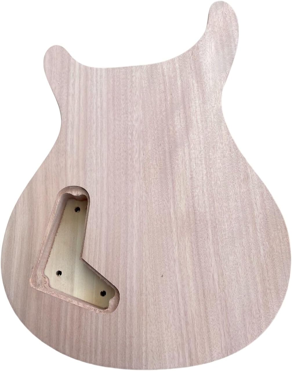 Yinfente Electric Guitar Body Unfinished Solid Wood HH Pickup Flame Maple Veneer Guitar Replacement DIY (mahogany)